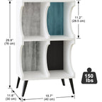 4 Cube Bookcase,White Open Cube Small Bookshelf Circle Arc Storage Shelf Display Cabinet,2 Tiers Modern Wooden Bookcase