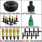 WUJIE 5M-30M Garden Irrigation Outdoor Misting Cooling System Watering 1/4'' Brass Atomizer Nozzles 4/7mm Hose Patio Greenhouse