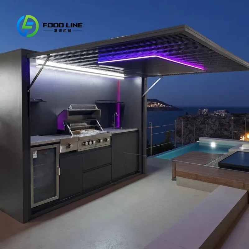 Customized All-in-One Outdoor Cooking Station Complete Kitchen Set with BBQ Grill and Fridge for Yard Patio Outdoor Living