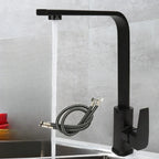 Square Kitchen Faucet Matte Black Brushed Nickel Chorme Hot and Cold Kitchen Sink Tap 360 Degree Rotation Deck Mounted Water Tap