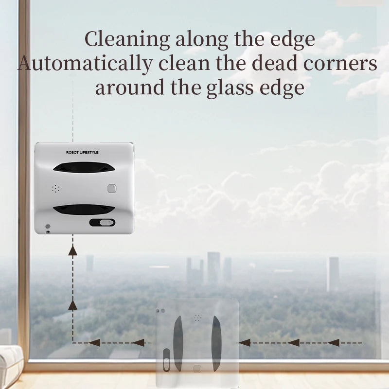 2025 Window Cleaning Robot Cleaner Dural Roller, Spot Clean, 30ML Water Tank Two sides 3 Holes Automatic Spary, Tuya App Control