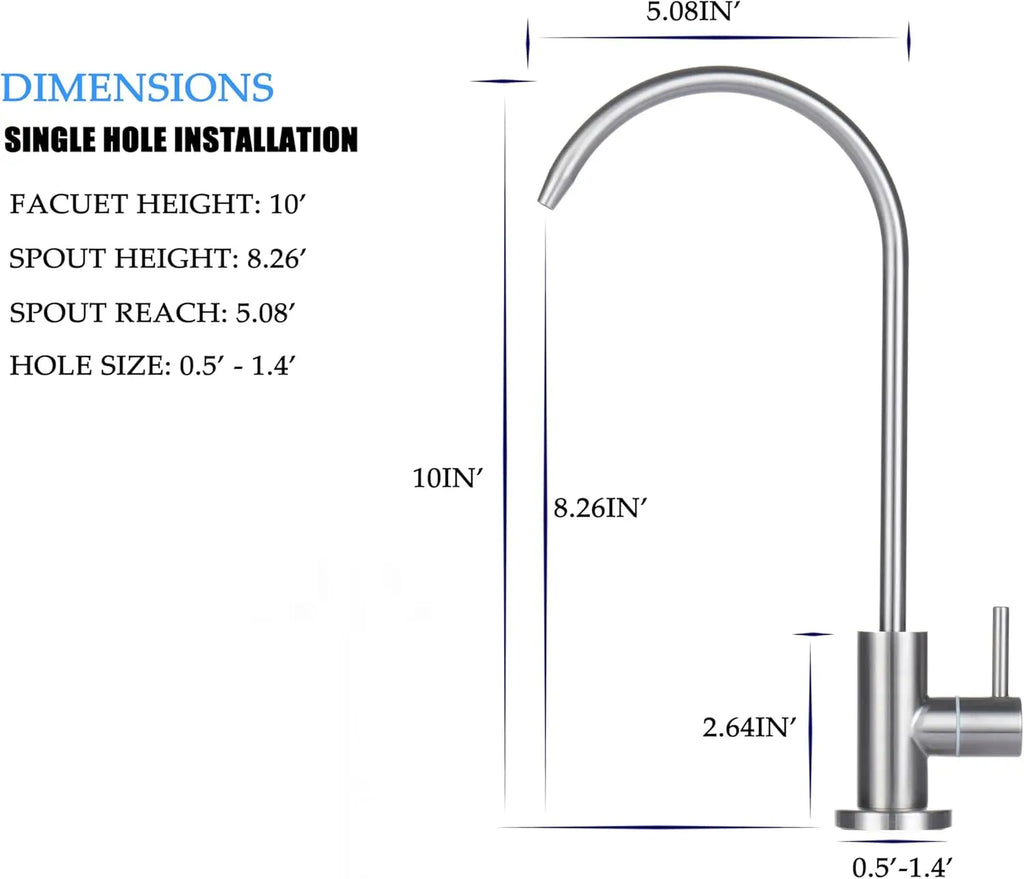 Reverse Osmosis RO Undersink Drinking Water Filter Tap Faucet 1/4" Chrome Mixer