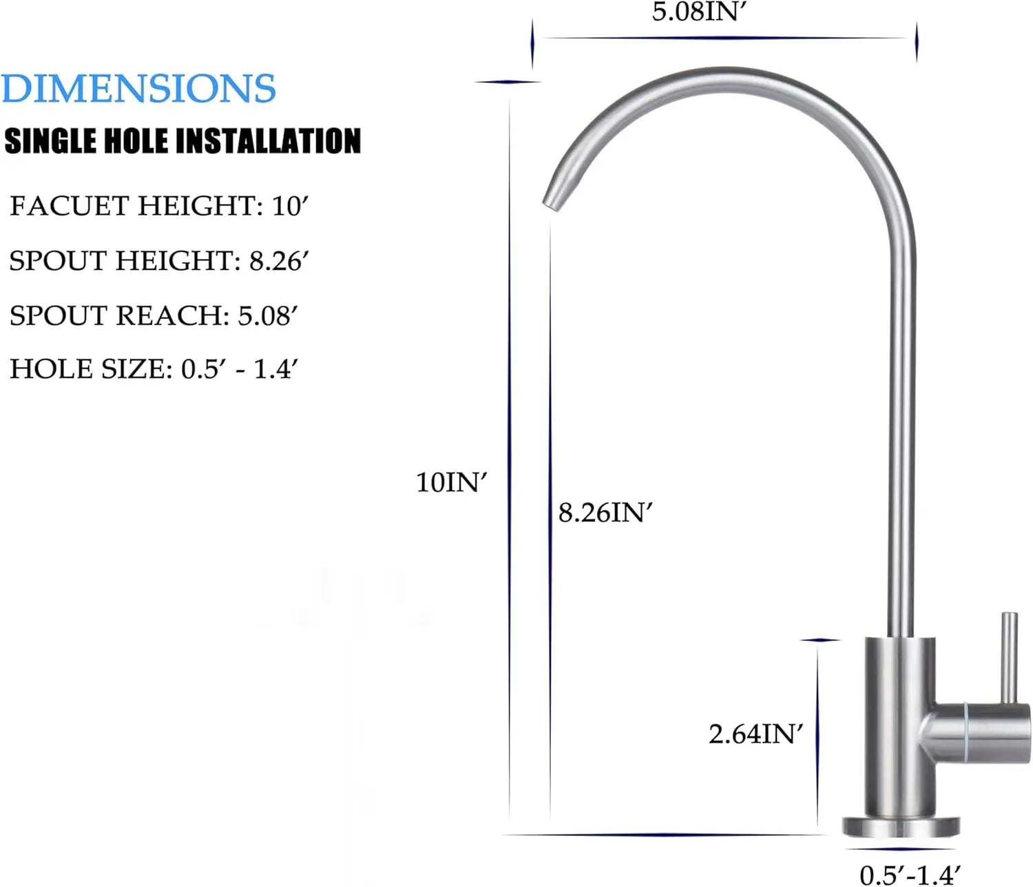 Reverse Osmosis RO Undersink Drinking Water Filter Tap Faucet 1/4" Chrome Mixer