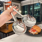 or 2 Pcs Heat Insulated Stainless Steel Ladles; For Serving Soup and Rice; Equipped with Drain Hole; Must-Have Kitchen Utensils