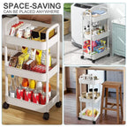 Bathroom Cart with Wheels Kitchen Small Storage 3-4 Tier Rack Rolling Trolleys Organizer Shelf for Office, Living Room, Kitchen