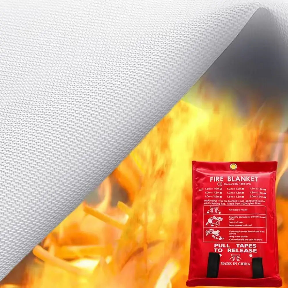 1/1.2/1.5/2M Fire Blankets Square Durable Fiberglass Retardant Fire Fiberglass Fire Shelter Safety Cover
