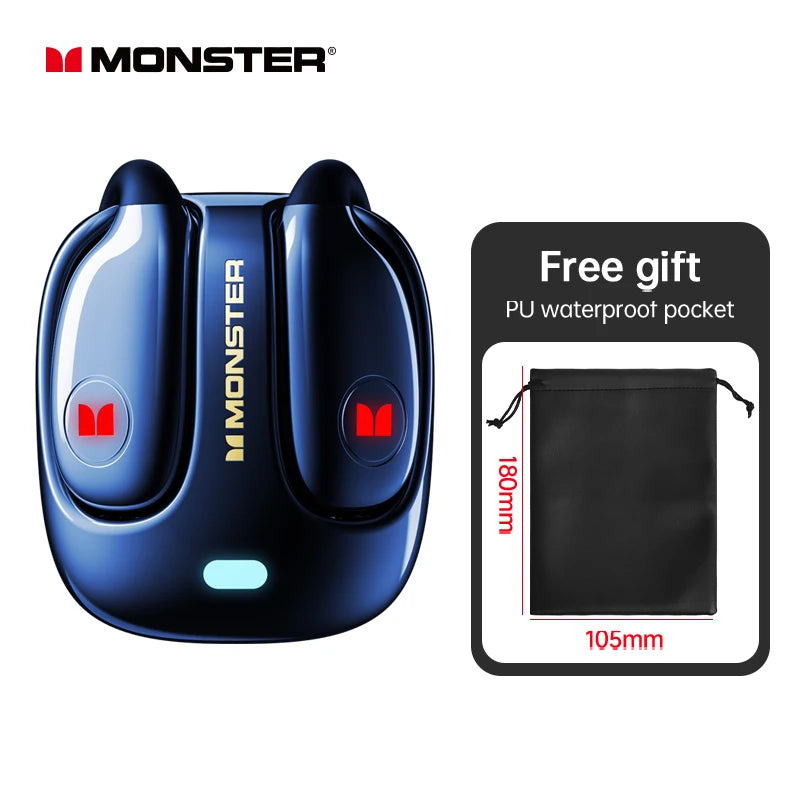 Monster MQO22 TWS Bluetooth Earphones Clip Design Touch HD Call With Mic Headphones Sports Gaming Headset
