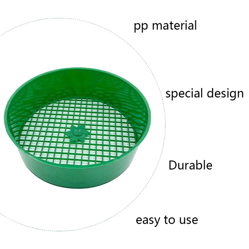 Plastic Garden Sieve Riddle Green For Composy Soil Stone Mesh Gardening Tool