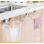 Kitchen Trash Rack Cabinet Door Garbage Bags Holder Stainless Steel Closet Garbage Storage Holder