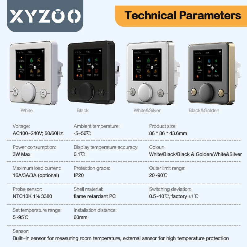 Smart Floor Heating Thermostat IPS Screen Tuya WiFi Home Temperature Digital Controller of Electric/Water Gas Boiler Alexa Alice