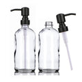 Clear Glass Soap Dispenser Set for Bathroom, Kitchen Liquid Hand Dish Soap Dispenser with Stainless Steel Pump, 2pcs 16 Oz 500ml