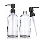 Clear Glass Soap Dispenser Set for Bathroom, Kitchen Liquid Hand Dish Soap Dispenser with Stainless Steel Pump, 2pcs 16 Oz 500ml