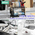 2-Tier Metal Kitchen Countertop Dish Drying Rack, Dish Drainer with Removable Drip Tray for Kitchen Counter Storage
