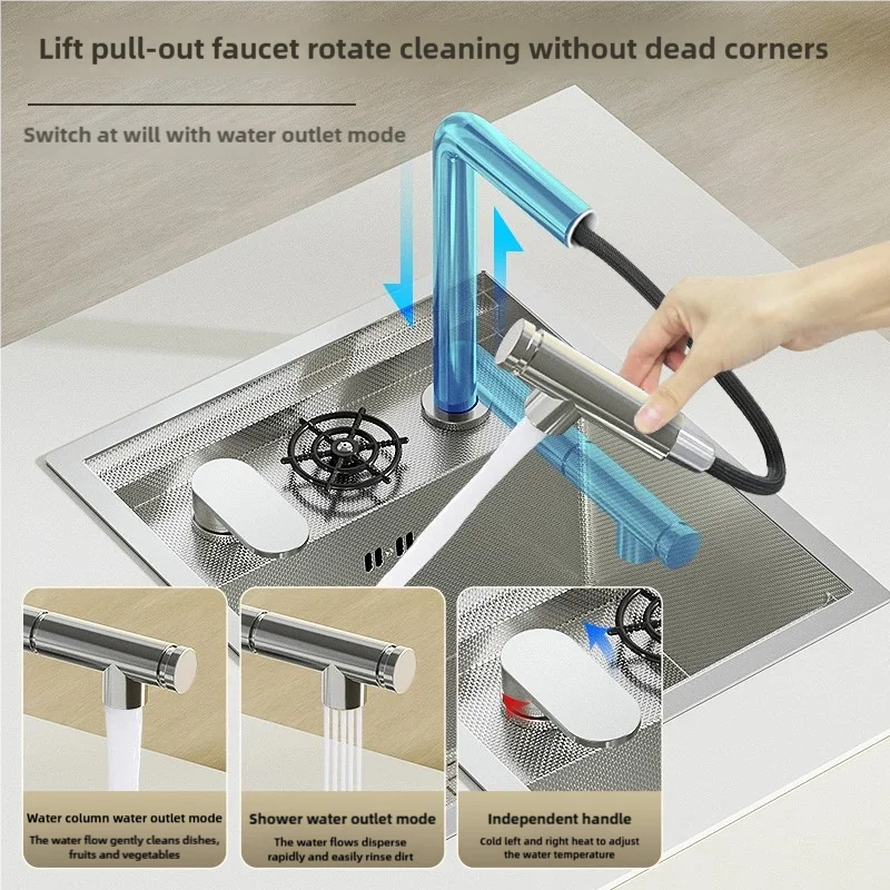 Hidden Bar Sinks Cup Washer 304  Stainless Steel Kitchen Sink Small Silver Single Slot With Lid Bar Balcony Wash Basin