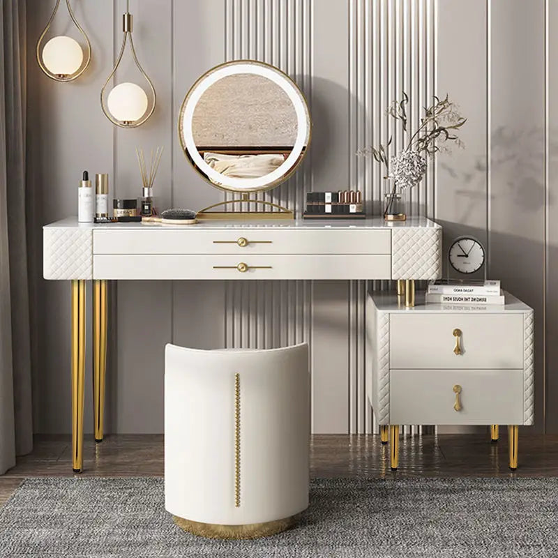 Drawers Vanity Dressing Makeup Table Mirror Mobile Bedroom Dresser Organizer Lights Penteadeira Quarto Bedroom Furnitures
