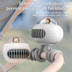 Mini Stroller Fan, Automatic Oscillating Fan, 1200mAh Battery Powered