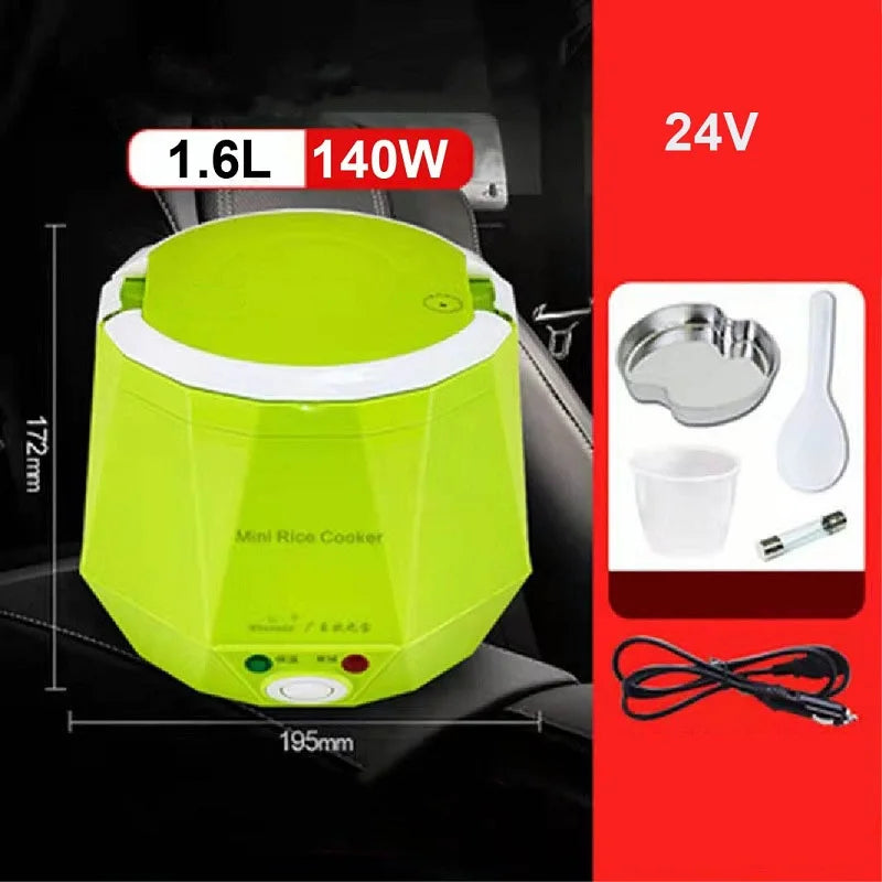 1.6L Mini Rice Cooker Heating Lunch Box Portable Constant Temperature Food Steamer Multifunction Pot For Car Truck 12/24V