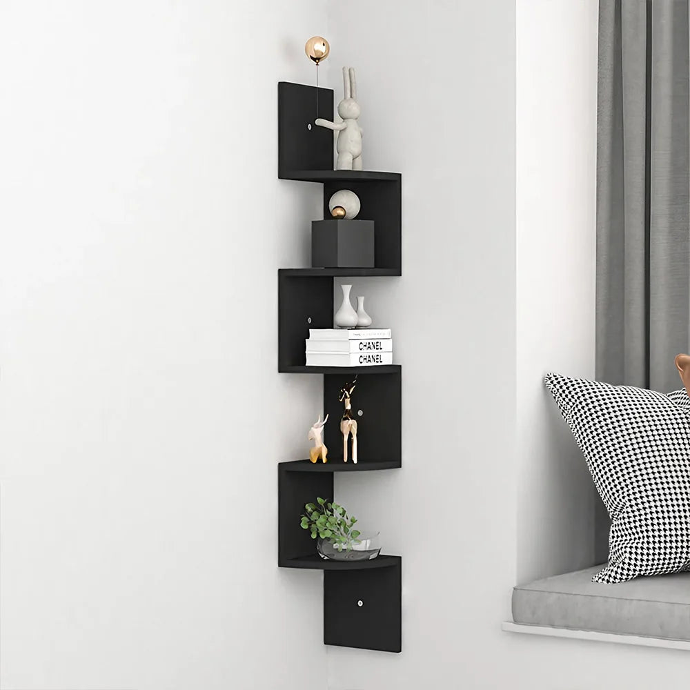 5-layer wooden wall rack corner rack wall-mounted bookshelf modern simple home decoration storage