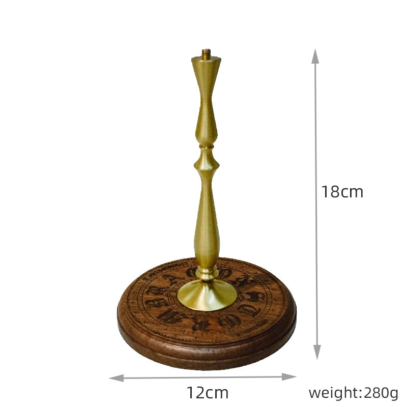 Outdoor Camping Desktop Lamp Holder, Pure Copper, Solid Wood Combination Lamp Holder, Equipped with 1/4 Connecting Screw