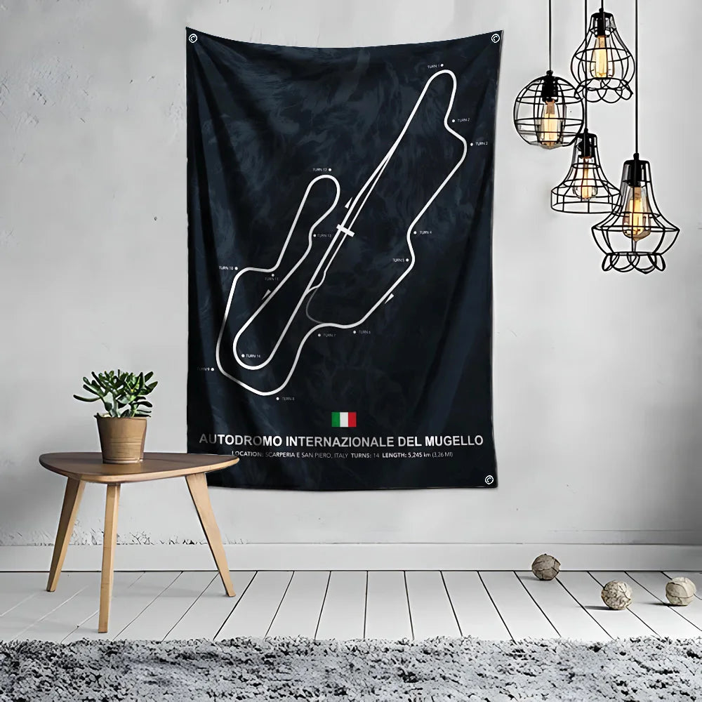 Ft Formula 1 Imola Monaco Circuit F1 Flag Polyester Digital Printing for Garage Wall Art Out Door Decoration With Grommets