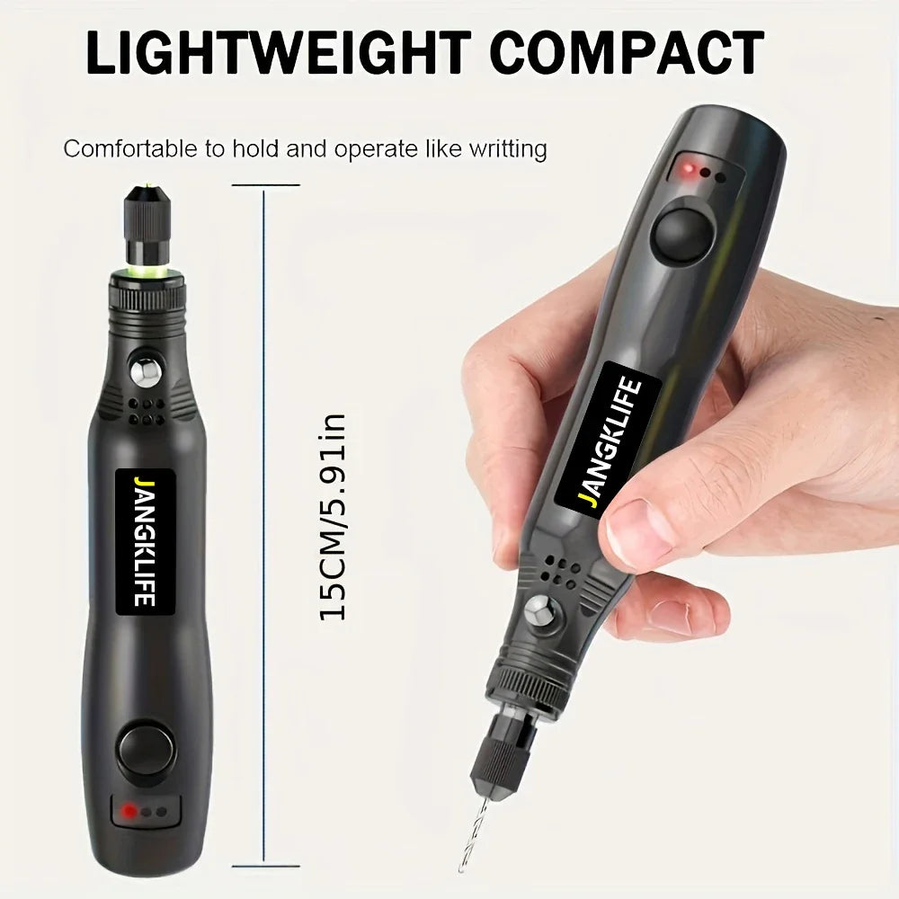 JANGKLIFE USB Cordless Rotary Tool Kit Woodworking Engraving Pen DIY For Jewelry Metal Glass Mini Wireless Drill