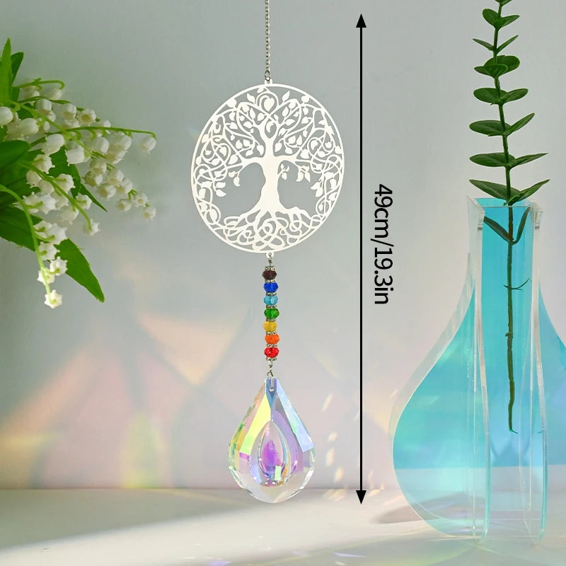 Brass Crystal Rainbow Crystal Hanging Pendants Suncatcher Moon Catcher Stained Glass Wind Chimes Home Garden Decor Kristalle