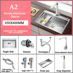 Stainless Steel Kitchen Sink Farm House Above Counter Undermounter Single Bowel Wash Basin with Faucet Drain Kitchen Accessories