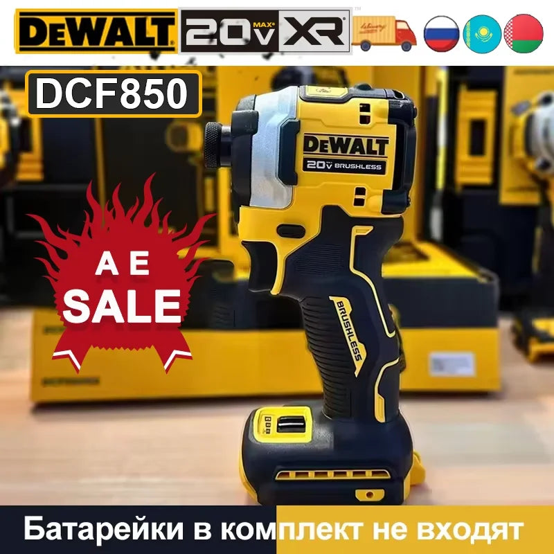 DEWALT 20V Cordless Impact Driver DCF850 Brushless Drill 205N.m Torque Portable Electric Screwdriver Rechargeable Power TooLs