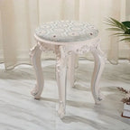 European Fabric Pouf,Modern Round Tea Table Stool, High-Quality Manicure Seat, Living Room Sofa Side Ottoman, Versatile Seating.