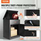 SucceBuy Wall Mounted Anti-theft Mailbox Waterproof Package Delivery Boxes for Outside Large Storage locking Mailbox for Home