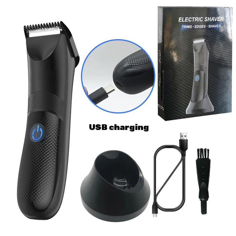 Body Hair Trimmer for Men Electric Groin Hair Trimmer Rechargeable Ball Shaver Groomer Replaceable Ceramic Blade Head Waterproof