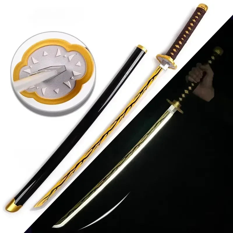 104cm Demon Slayer Bright Katana LED Light Sword Kimetsu No Yaiba Anime Cosplay Prop Real Size Japanese Katana Samurai Sabre