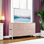 Dresser for Bedroom with 6 Drawer Wide Dresser & Chests of Drawers Cute Girl Dresser for Closet, Bedroom, Entryway, Pink