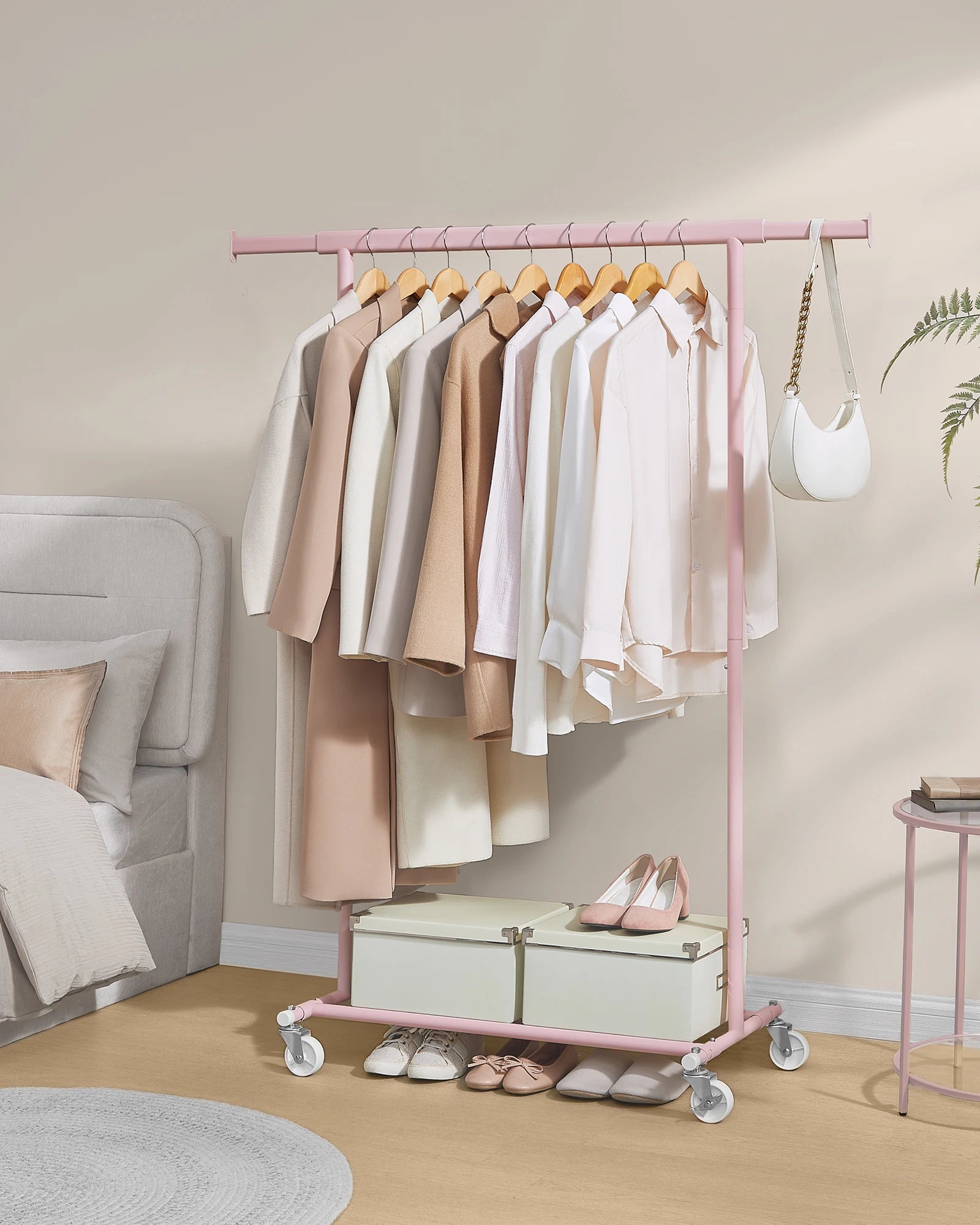 SONGMICS dresses stand on wheels, heavy-duty coat rack stand, extendable dresses Rod, up to 100 kg