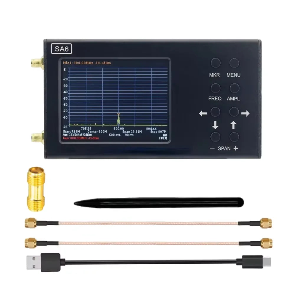 HTOOL SA6 6GHz Portable Spectrum Analyzer Signal Generator 3.2-inch Touch Screen Handheld Spectrum Analyzer Signal Tester