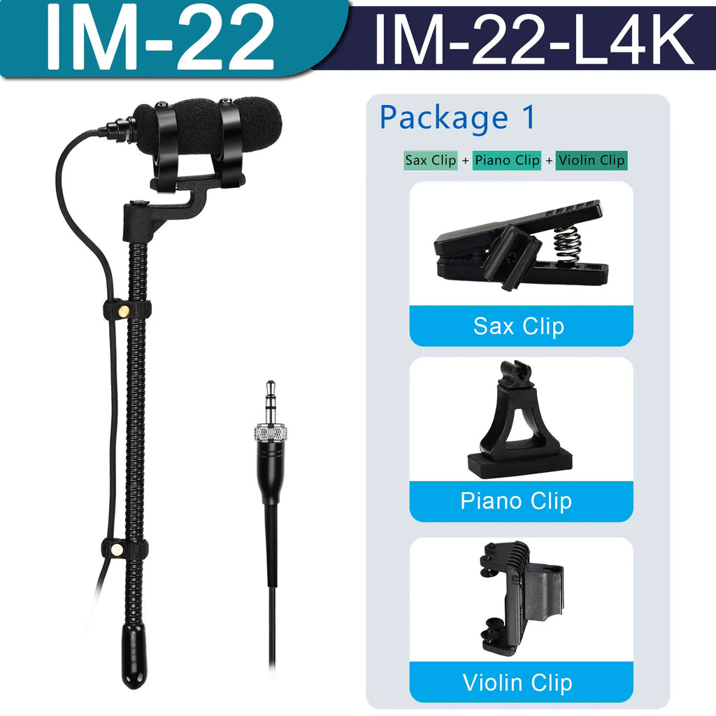 Professional 3 Pin 4 PIN XLR Saxophone Microphone 3.5mm Portable Condenser Instrument Wind Violin Sax Piano Clarinet Mic IM-22