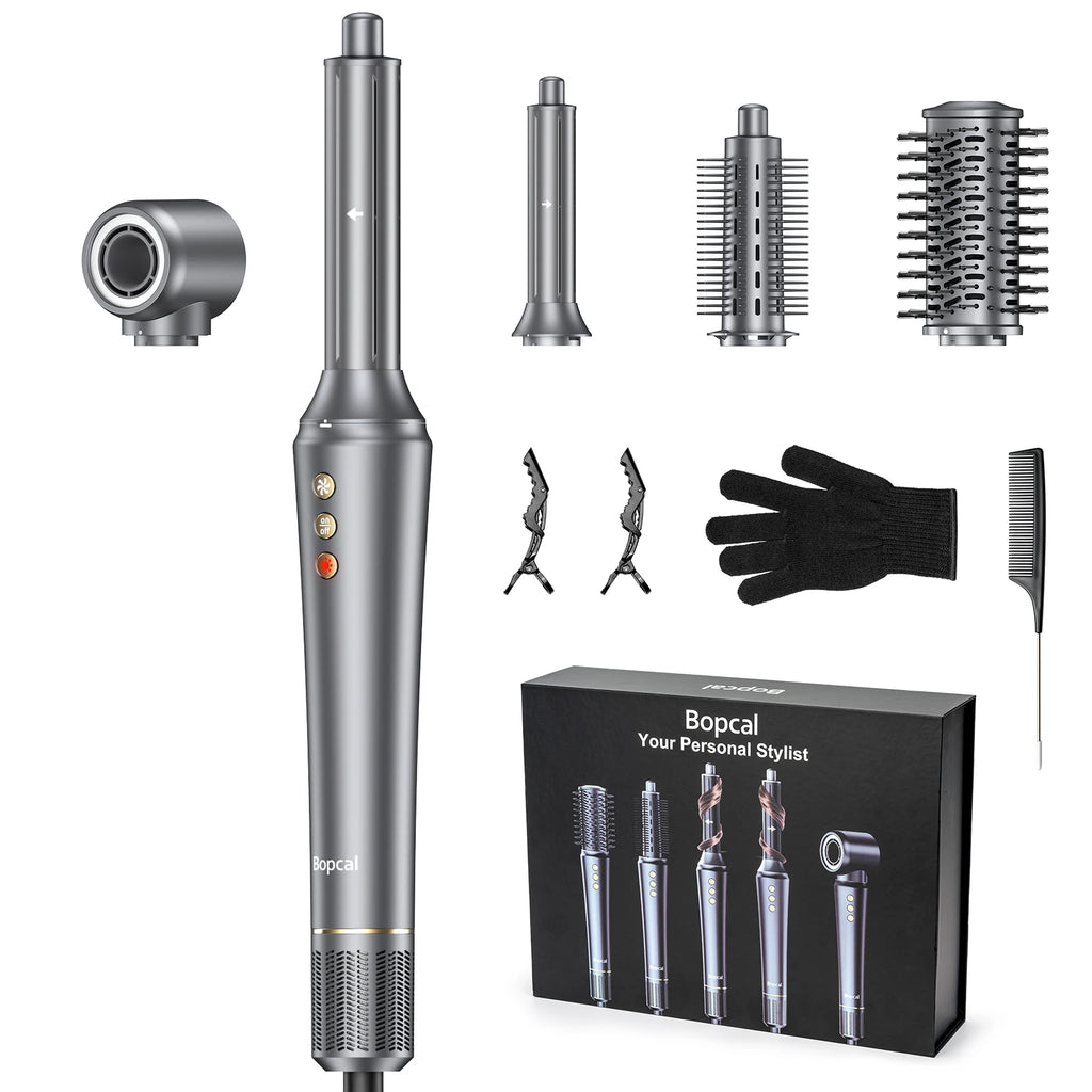 5-in-1 Hair Dryer Airstyler Ion Multistyler Hot Air Brush, 110,000 rpm with 32 mm Automatic Curling Iron, Straightener