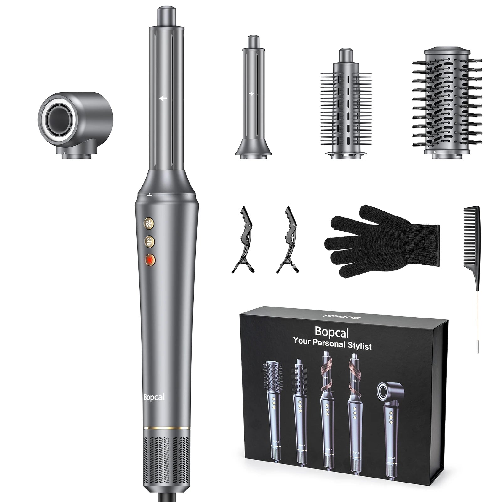 5-in-1 Hair Dryer Airstyler Ion Multistyler Hot Air Brush, 110,000 rpm with 32 mm Automatic Curling Iron, Straightener