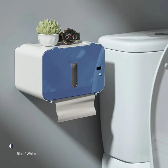 Automatic Induction Toilet Paper Holder with Shelf - Wall-Mounted Dispenser | AlluCanFind