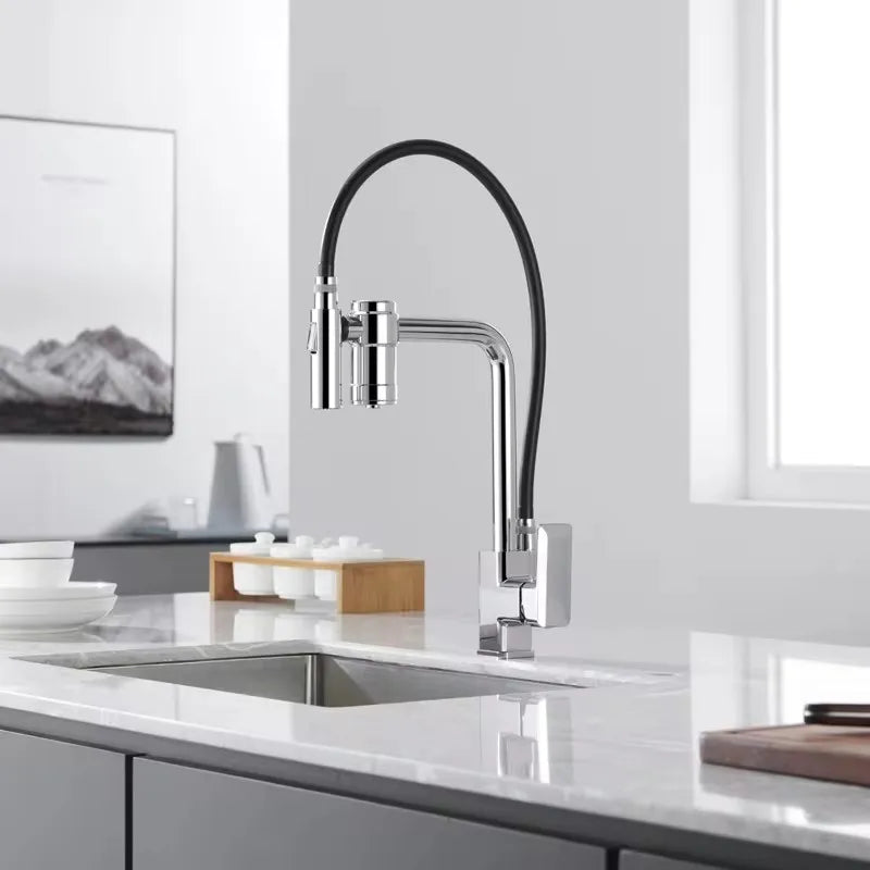 Filtered Kitchen Sink Faucet Pure Water Tap Spout 2 Models Spout Deck Mount Single Handle Cold Hot Water Mixer Washing Tub Crane