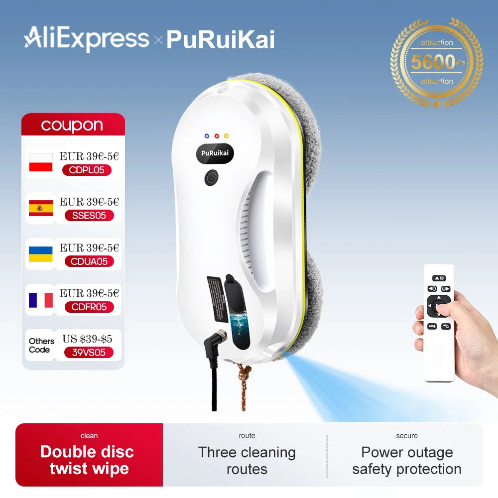 Household window automatic water spray cleaning robot vacuum cleaner remote control electric window wiper household glass wiper