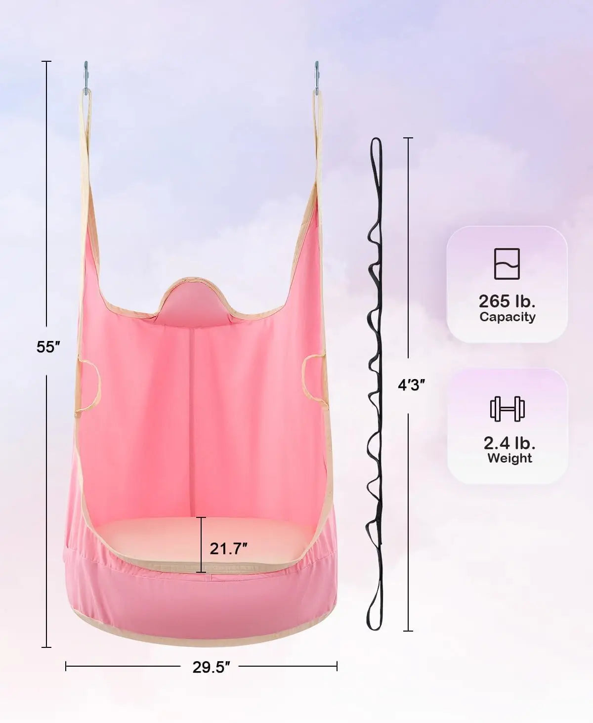 Upgraded Kids Hanging Pod Swing Chair with Inflatable Cushion, Child Hanging Hammock for Indoor and Outdoor