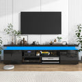 74'' LED TV Stand for Televisions up to 65'' Modern TV Cabinet with Power Outlet, High Gloss Entertainment Center with Storage