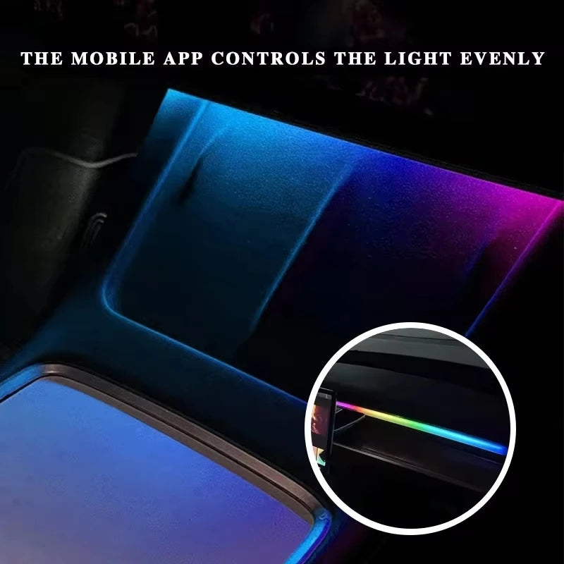 Car Ambient Light 60 Seconds Automatic OFF Module With USB Expansion Dock RGB APP Dashboard Lighting For Tesla Model 3 Y S X