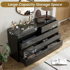 10 Drawer Dresser, Black Dresser for Bedroom, High Gloss Modern Dresser & Chest of Drawers, 55" Long Dresser TV Stand, Large