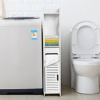 Bathroom Storage Cabinet 80x15.5x15CM Bathroom Toilet Furniture Cabinet White Wood Cupboard Shelf Tissue Storage Rack