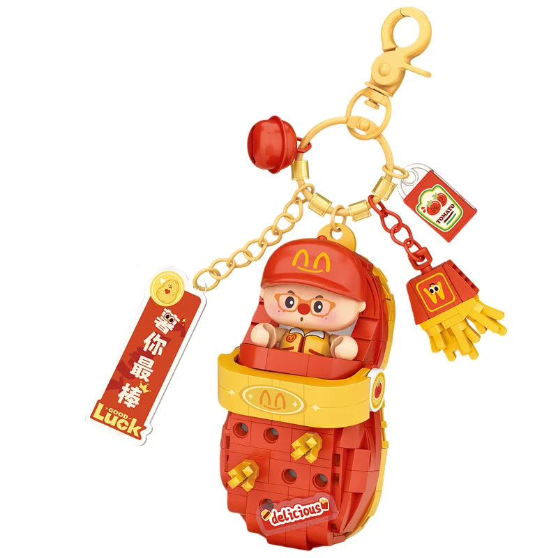 LOZ Panda Big Head Shoes Keychain Model Assembly Toy Home Creative Ornament Building Blocks Set Boys and Girls Birthday Gift