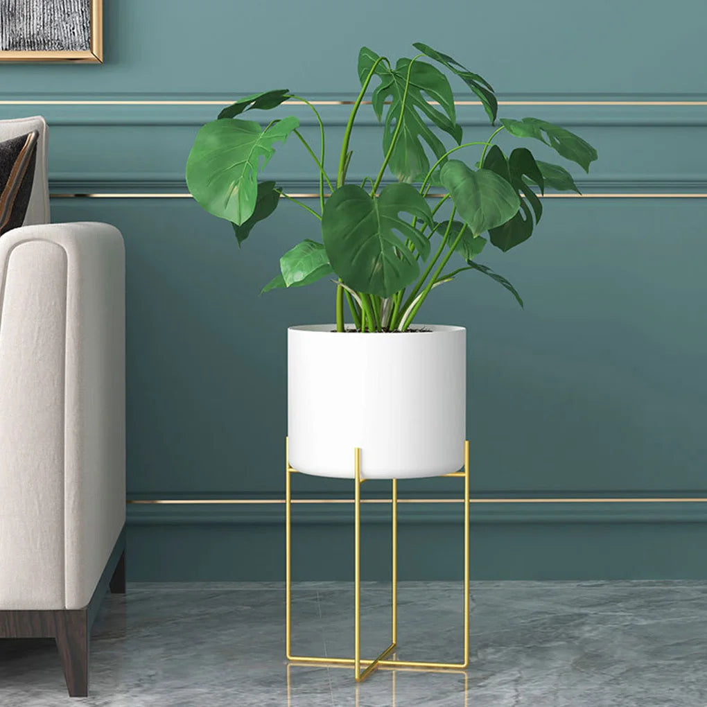 2025 Plant Stand with Pot Floor Type Flowerpot Metal Planter Black White Gold  Living Room Succulent Multi-use Balcony Decor