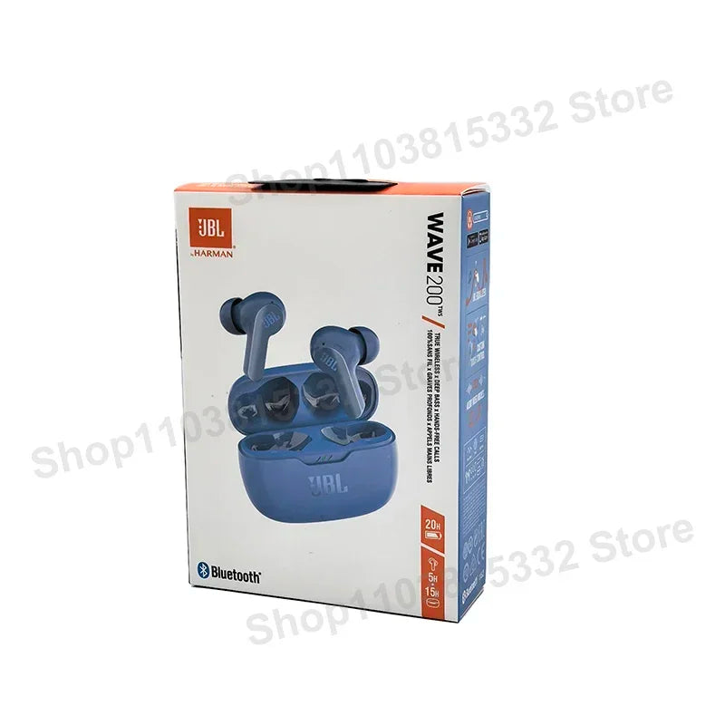 Original JBL Wave 200TWS Wireless Bluetooth Earphones Stereo Earbuds Bass Sound Headphones Headset JBL W200 with Mic