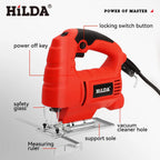 HILDA Electric Jig Saw Household Plug - in Brushed Six Speed Electric Curved Cutting Tool Suitable For A Wide Range Of Materials